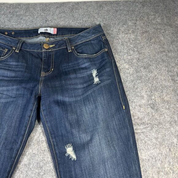 Cabi Jeans Womens 8 Slim Boyfriend Dark Wash Distressed Denim Stretch - Picture 2 of 9